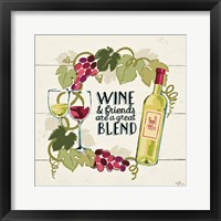 Framed 'Wine and Friends V' border=