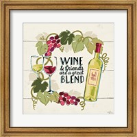 Framed 'Wine and Friends V' border=