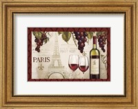 Framed Wine in Paris I Damask Border