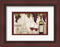 Framed Wine in Paris I Damask Border