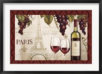 Framed Wine in Paris I Damask Border