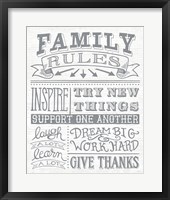 Framed Family Rules II Gray Words