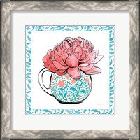 Framed 'Floral Teacup I Vine Border' border=