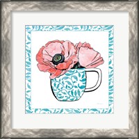 Framed 'Floral Teacup II Vine Border' border=