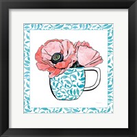 Floral Teacup II Vine Border Framed Print