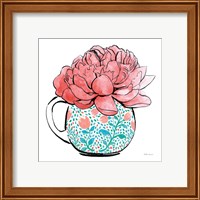 Framed 'Floral Teacups I' border=