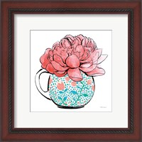 Framed 'Floral Teacups I' border=