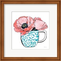 Framed 'Floral Teacups II' border=