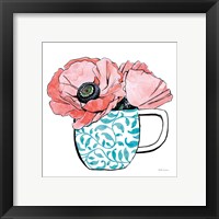 Framed 'Floral Teacups II' border=