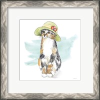 Framed 'Fancy Cats III Watercolor' border=