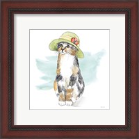 Framed 'Fancy Cats III Watercolor' border=