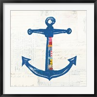 Framed Nautical Collage III on Newsprint