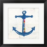 Nautical Collage III on Newsprint Framed Print