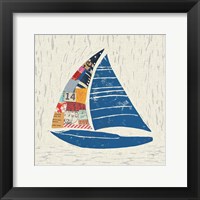 Framed 'Nautical Collage IV on Linen' border=