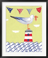 Framed Coastal Bird I Flags