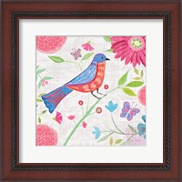 Framed Damask Floral and Bird II v2