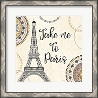 Framed 'Romance in Paris I' border=