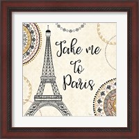 Framed 'Romance in Paris I' border=
