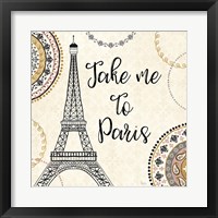 Framed 'Romance in Paris I' border=