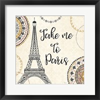 Framed 'Romance in Paris I' border=