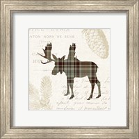 Framed 'Plaid Lodge IV Tan' border=