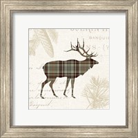 Framed 'Plaid Lodge III Tan' border=