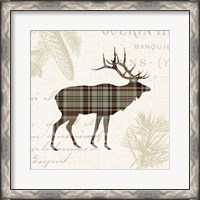 Framed 'Plaid Lodge III Tan' border=