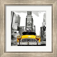 Framed Vintage Taxi in Times Square, NYC (detail)