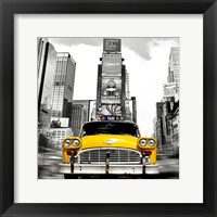 Framed Vintage Taxi in Times Square, NYC (detail)