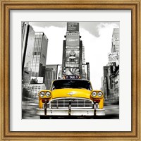 Framed Vintage Taxi in Times Square, NYC (detail)