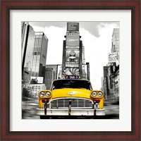 Framed Vintage Taxi in Times Square, NYC (detail)