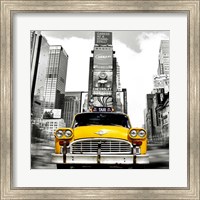 Framed Vintage Taxi in Times Square, NYC (detail)