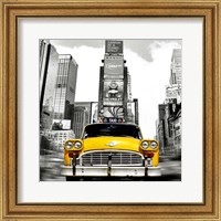 Framed Vintage Taxi in Times Square, NYC (detail)