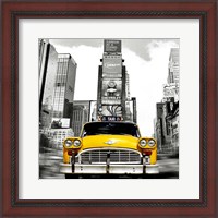 Framed Vintage Taxi in Times Square, NYC (detail)