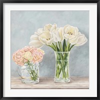 Framed Fleurs et Vases Aquamarine I