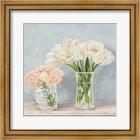 Framed Fleurs et Vases Aquamarine I