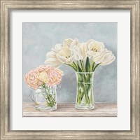 Framed Fleurs et Vases Aquamarine I
