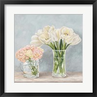 Fleurs et Vases Aquamarine I Framed Print
