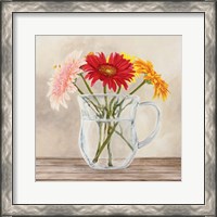Framed 'Fleurs et Vases Jaune I' border=