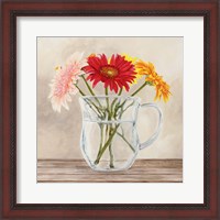 Framed 'Fleurs et Vases Jaune I' border=