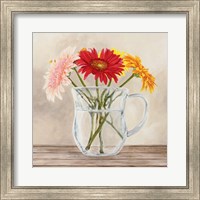 Framed Fleurs et Vases Jaune I