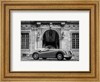 Framed Luxury Car in front of Classic Palace (BW)