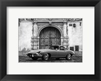 Framed Roadster in front of Classic Palace (BW)