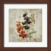 Framed 'Flower Print Grunge Three' border=