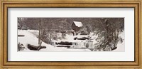 Framed Glade Creek Grist Mill in winter, Babcock State Park, West Virginia