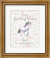 Framed Be A Unicorn Floral Wood