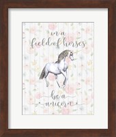 Framed Be A Unicorn Floral Wood