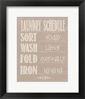 Framed Laundry Schedule - Beige