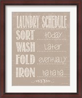Framed Laundry Schedule - Beige