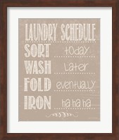 Framed Laundry Schedule - Beige